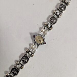 Flli Menegatti Italy 925 Sterling Silver 18k Tagliamonte Gold Bracelet 8”